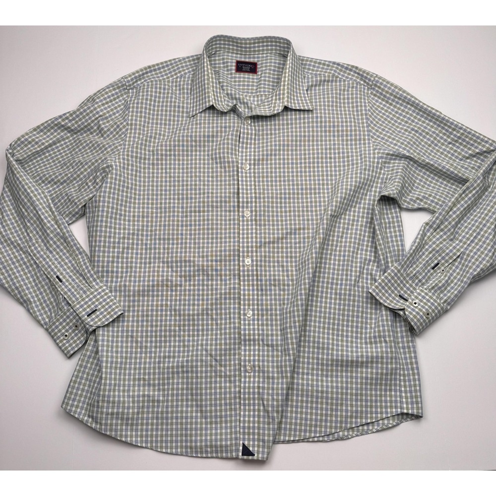 UNTUCKit Shirt Mens 2XL Blue Green Check Plaid Dubois Wrinkle Free Button Down